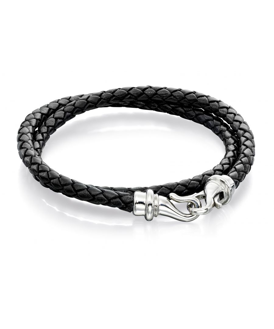 Fred Bennett Men's  Jewellery Collection Stainless Steel Black Leather Wrap Around Bracelet of 45.5cm Introducing the 2016 Fred Bennett Men's jewellery collection, which includes designs in sterling silver, stainless steel and leather This stylish black leather wrap around bracelet has a contemporary woven design, finished with a lobster clasp. The perfect masculine accessory. Comes complete with classic Fred Bennett gift pouch Leading the way in men's jewellery and accessories, Fred Bennett is renowned for a collection of innovative designs, which reflect modish masculinity without pretension