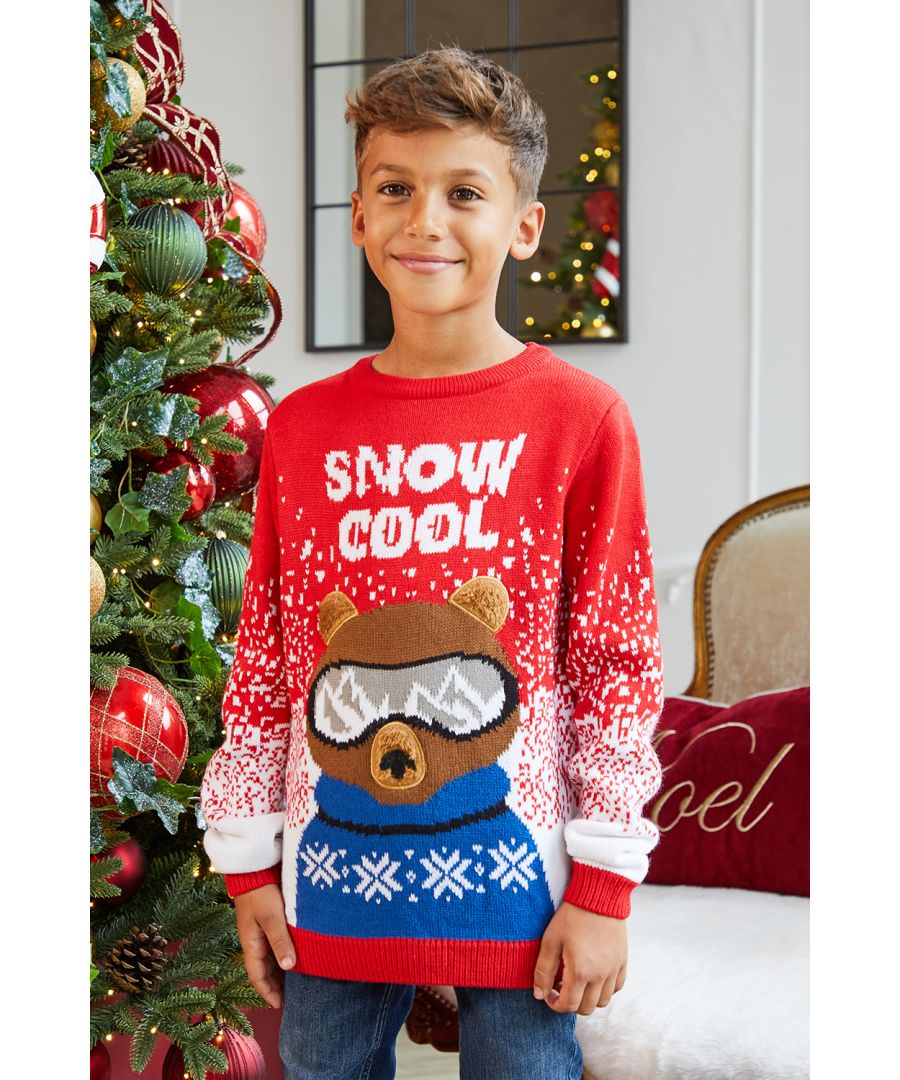 Get festive ready with this Christmas jumper from Threadboys features ribbed elasticated hem, cuffs and neckline. It has a front print with 3D details, made from a soft touch fabric to ensure a comfortable feel. Other styles are available.