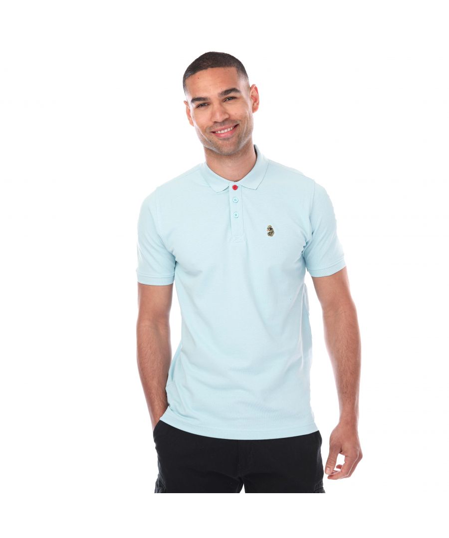 Mens Luke 1977 Williams OTB Polo Shirt in light blue.- Classic collar.- Three button placket with contrast top button.- Long sleeves with ribbed cuffs.- Iconic LUKE tri-colour trim tape.- Ribbed collar and cuffs.- Straight split hem. - Embroidered lion on chest.- 100% Cotton.- Ref:ZM120101GLB