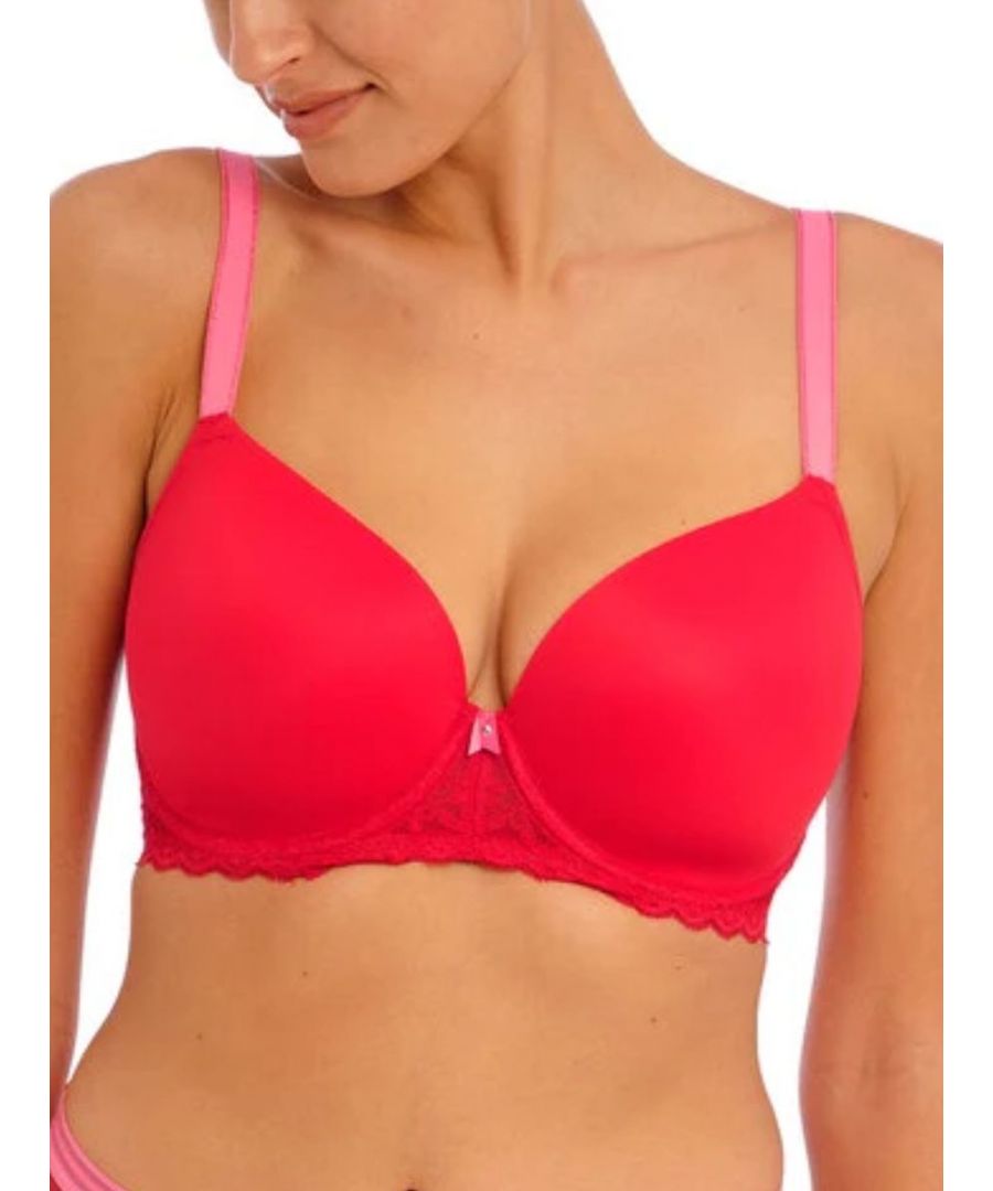 Freya Womens Offbeat Moulded Demi T-Shirt Bra - Red Polyamide - Size 30F