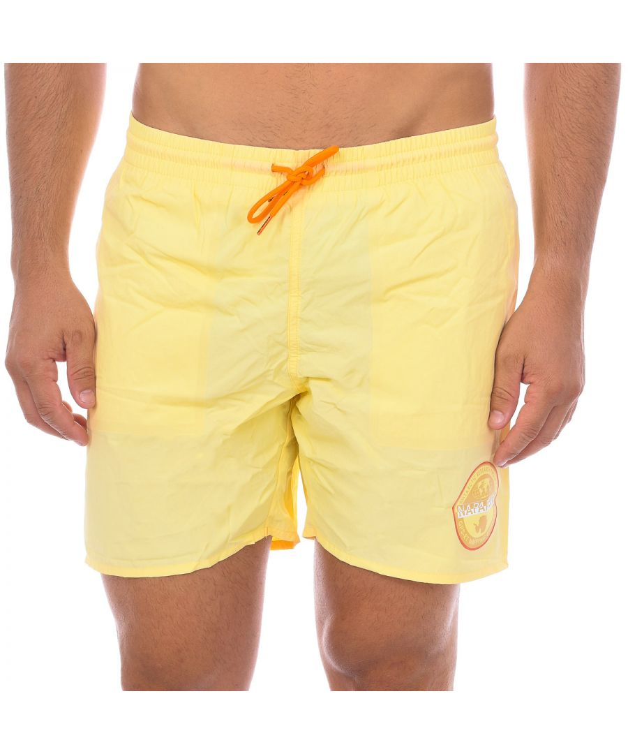 Napapijri Mens V-VERNEY short style swimsuit with quick-drying fabric NP0A4G5C men - Yellow Polyamide - Size Large