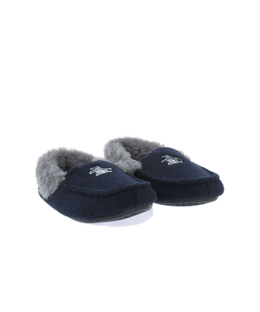 Children Boys Original Penguin Bedtime Slippers in navy.- Slip on.- Embroidered branding.- Cushioned footbed.- Textile Upper & Lining  Synthetic Sole - Ref.: PEN4060Z13