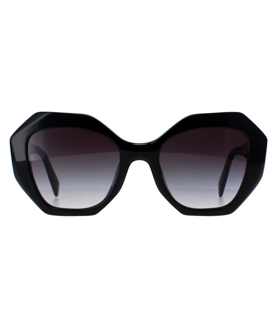 Prada Round Womens Black Grey Gradient PR16WS  Sunglasses are a glamorous design made of high-quality acetate material that ensures durability and comfort. The temples are adorned with the iconic Prada logo, adding a touch of sophistication. These sunglasses are perfect for any occasion, whether it's a day out in the sun or a night out on the town.