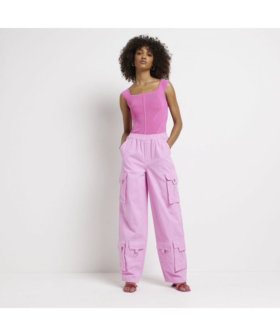 > Brand: River Island> Department: Women> Material: Cotton> Material Composition: 100% Cotton> Type: Trousers> Style: Harem> Size Type: Regular> Fit: Regular> Rise: Mid (8.5-10.5 in)> Leg Style: Wide-Leg> Pattern: No Pattern> Occasion: Casual> Selection: Womenswear> Season: SS22