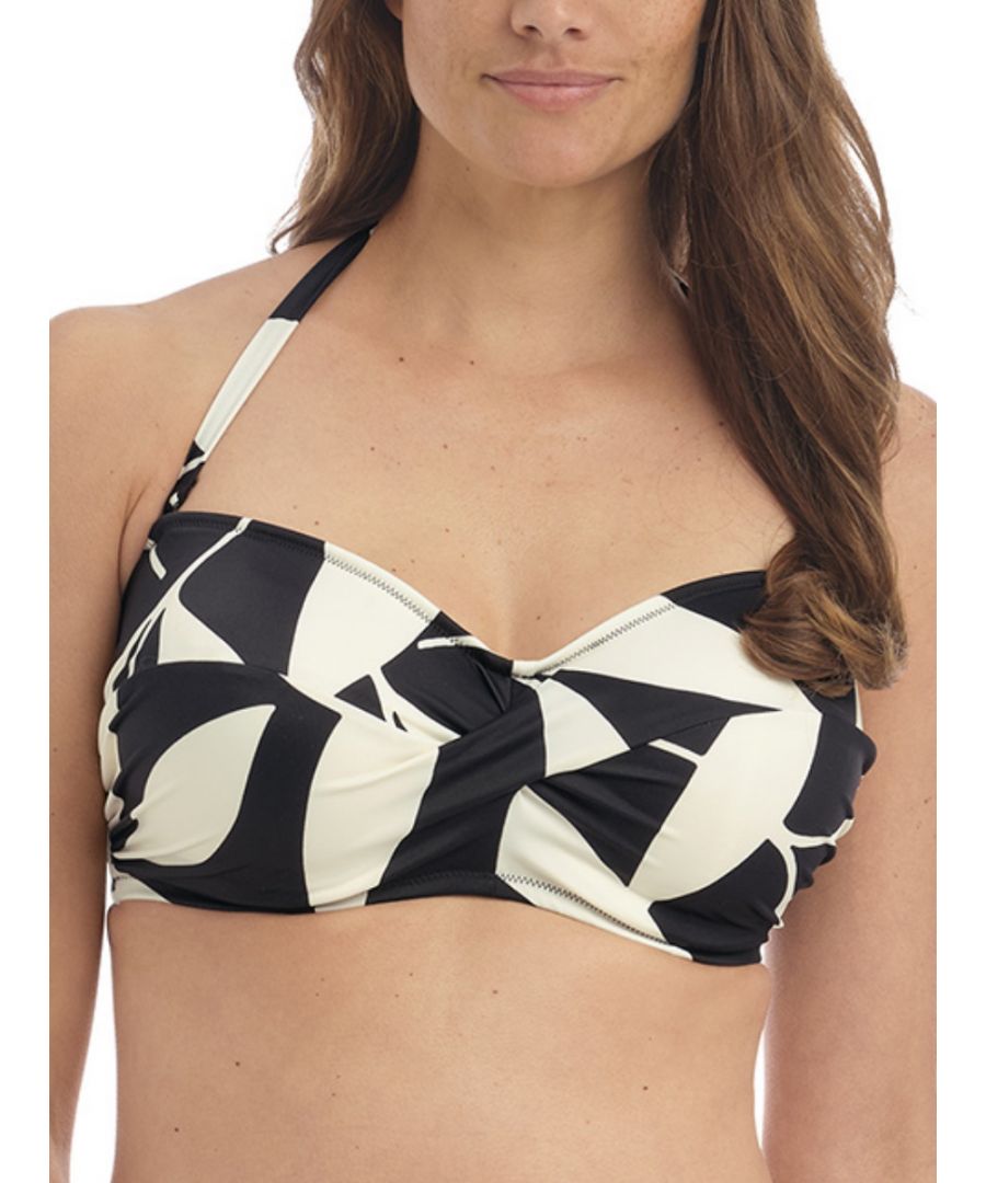 Fantasie Womens Ile De Re Twist Bandeau Bikini Top & Cream - Black Nylon - Size 30DD