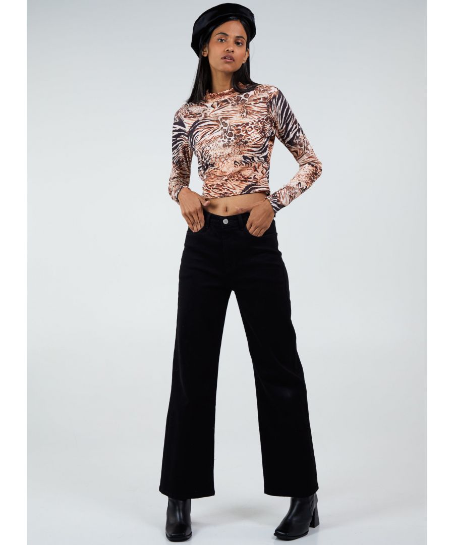 Image for CHARACTER - Long Sleeve Animal Print Crop Top