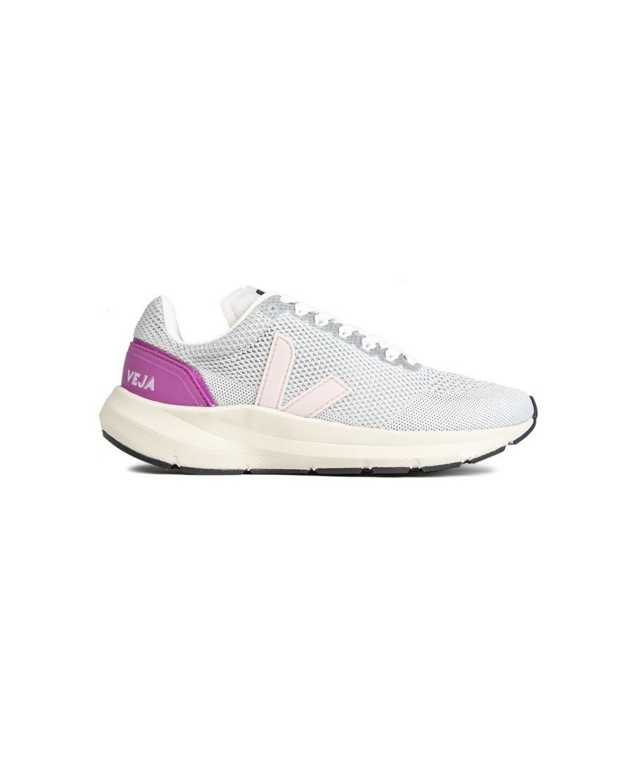 Womens grey Veja marlin v-knit vegan trainers, manufactured with nylon and a rubber sole. Featuring: 100% recycled polyester, one piece construction, neutral stride and panels in t.p.u..