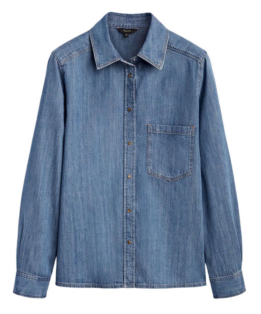 Secret Label Womens Classic Denim Shirt - Blue Cotton - Size X-Small