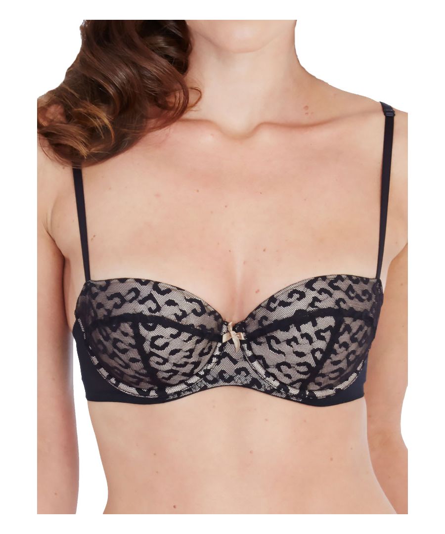 Lepel Animal Print Half Cup Bra.  This gorgeous bra is finished in mesh material and sexy animal print.  The balconette bra is lightly padded adding extra support and shape. A must have in any women's lingerie wardrobe!