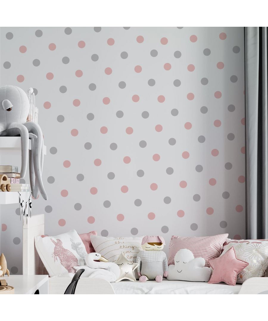 Image for Polka Dots Pink & Grey, wall decal kids room 136 cm x 116 cm 60 pcs