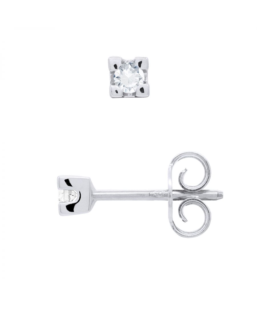 Earrings Solitaire Diamonds 0,10 Cts - 2 x 0,05 Cts -White Gold 750 (18 Carats) - set 4 claw - Push System - HSI Quality - Our jewellery is made in France and will be delivered in a gift box accompanied by a Certificate of Authenticity and International Warranty