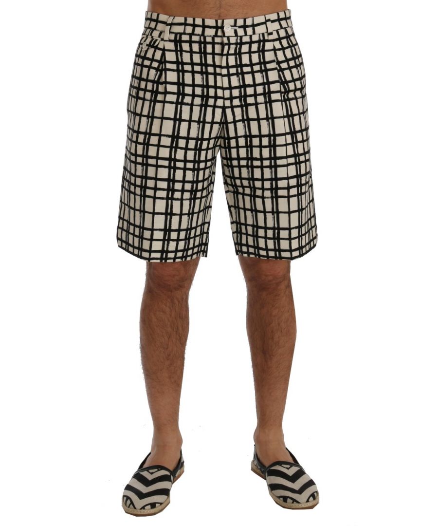 Image for Dolce & Gabbana White Black Striped Casual Shorts