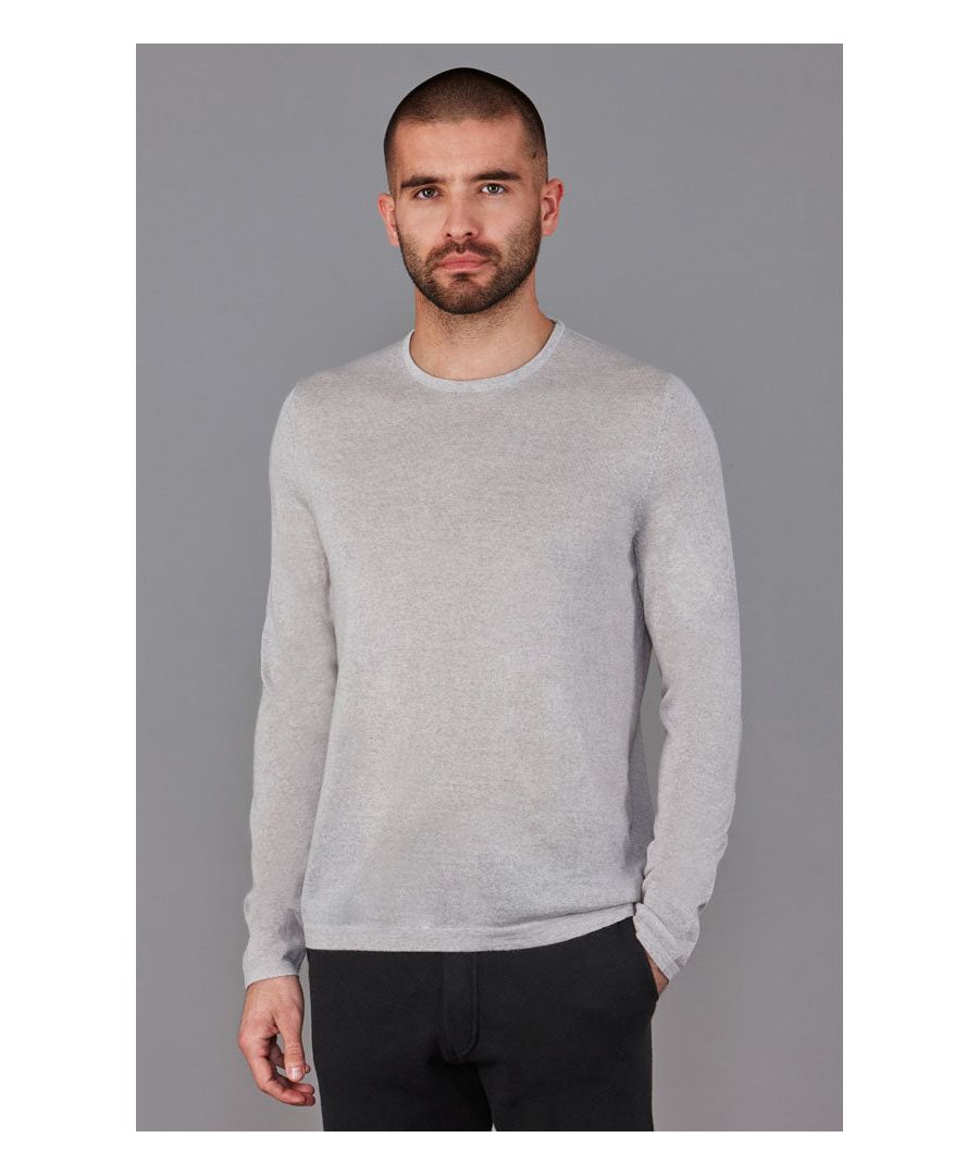 paul james knitwear mens midweight merino activewear hybrid long sleeve top in warm grey wool - size 2xl