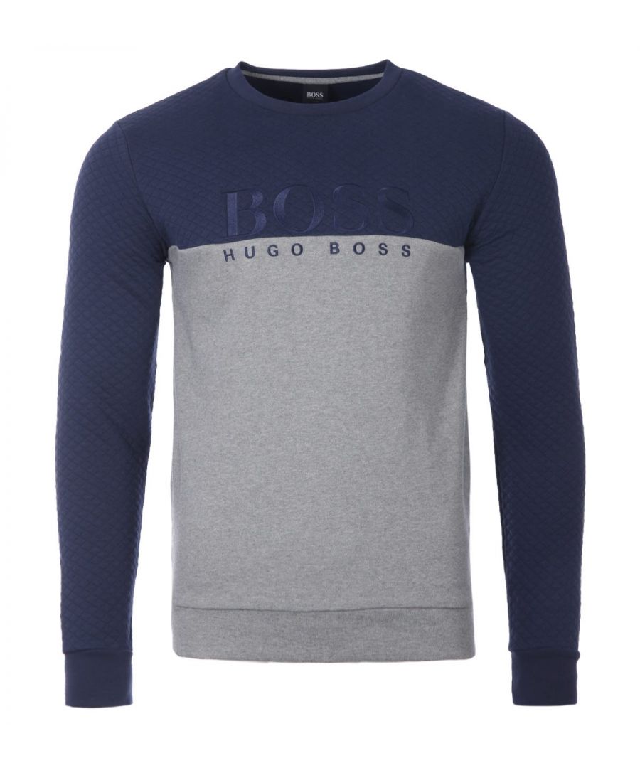 Elevate your loungewear with the Limited Crew Neck Sweatshirt from BOSS Bodywear. Crafted from a soft cotton blend providing day-long comfort and breathability. Featuring a ribbed crew neck, long sleeves, elasticated trims and a contrasting quilted stitched top half for a distinctive look. Finished with the signature BOSS logo embroidered on the chest. Regular Fit, Cotton Blend, Ribbed Crew Neck, Long Sleeves, Elasticated Cuffs & Hem, Quilted Stitched Detailing, BOSS Branding. Style & Fit: Regular Fit, Fits True to Size. Composition & Care: 76% Cotton, 24% Polyester, Machine Wash.