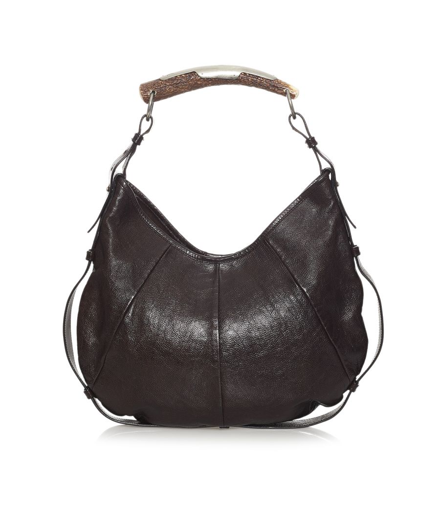 Image for Vintage YSL Mombasa Leather Shoulder Bag Brown
