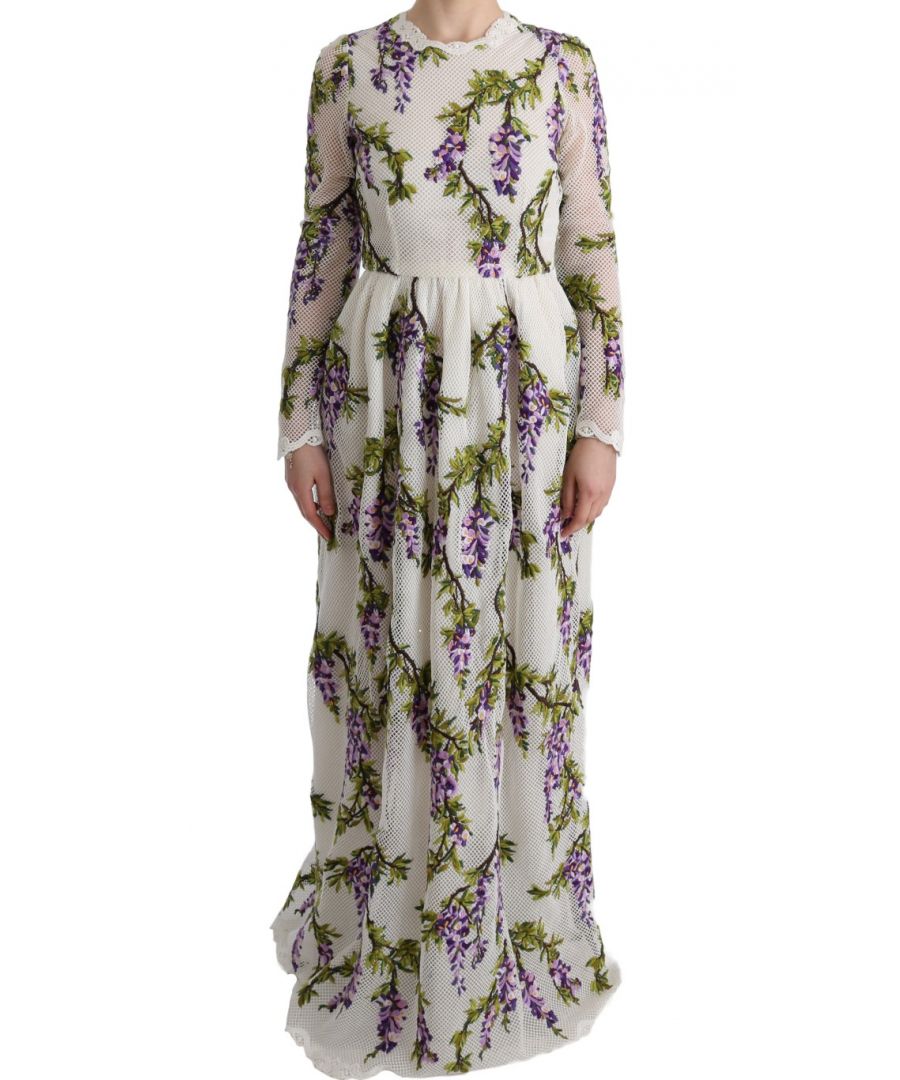 Image for Dolce & Gabbana White Floral Embroidered Maxi Dress