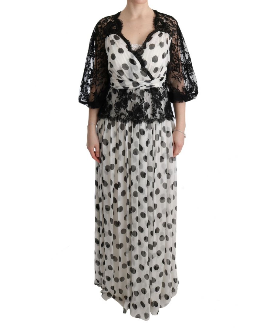 Dolce & Gabbana Vrouwen Zwart Wit Gestippelde Bloemen Jurk