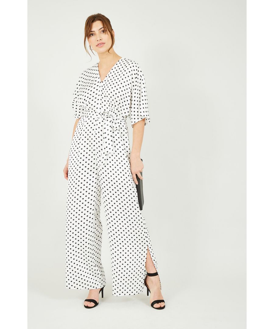 Image for Yumi White And Black Polka Dot Jumpsuit