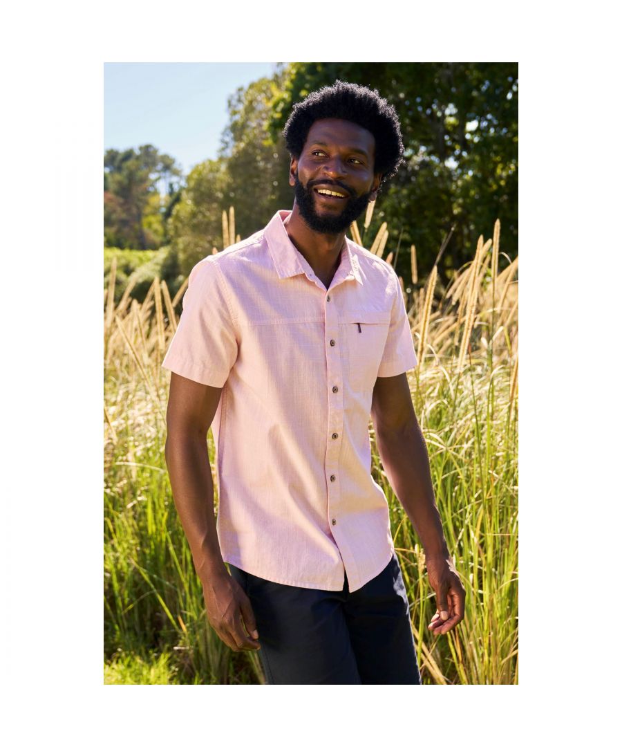 Mountain Warehouse Mens Coconut Slub Short-Sleeved Shirt (Light Pink) - Size 3XL - Secret Sales