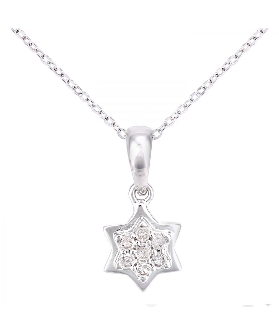 Image for 9ct White Gold Diamond Star Pendant Necklace of Length 46cm