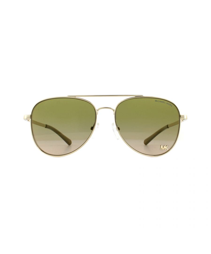 Michael Kors Womens San Diego Light Gold Aviator Sunglasses