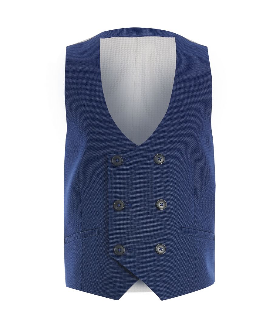> Brand: River Island> Department: Boys> Colour: Blue> Type: Waistcoat> Style: Not specified> Size Type: Regular> Material Composition: 78% Polyester 20% Viscose 2% Elastane> Occasion: Casual> Closure: Button> Outer Shell Material: Polyester> Sleeve Length: Sleeveless> Season: SS20