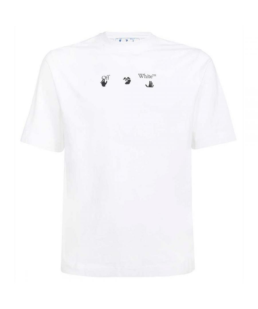 Off-White Spray Over Marker Arrows White T-Shirt. Off-White Spray Over Marker Arrows White T-Shirt. Off-White Hand Logo Centre Chest. Crew Neck, Short Sleeves. 100% Cotton, Made In Portugal. OMAA119F21JER0210145