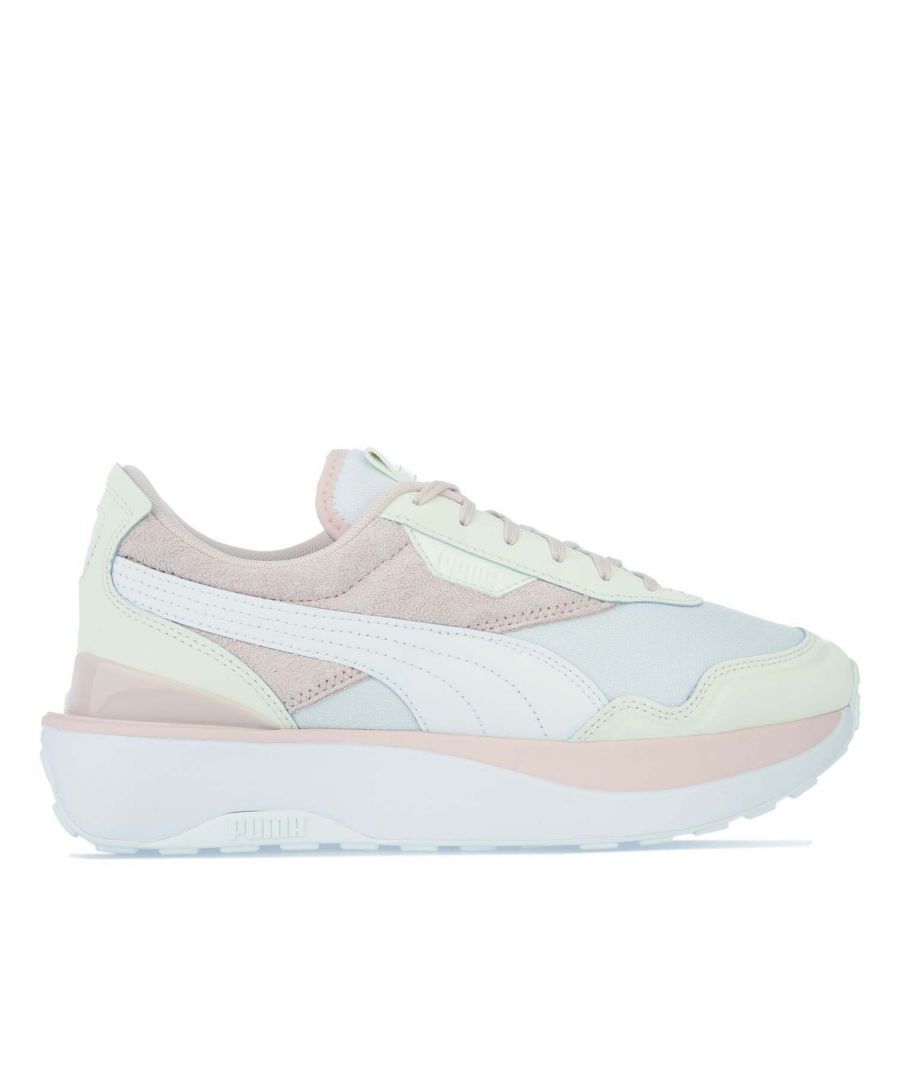 Womens Cruise Rider Soft Trainers in White.- Mesh and suede upper- IMEVA midsole- Rubber outsole - Lace closure- Synthetic leather toe overlay with deco stitching line- Textured PUMA Formstrip at side- Running System sign-off at side- Ref: 381884 02