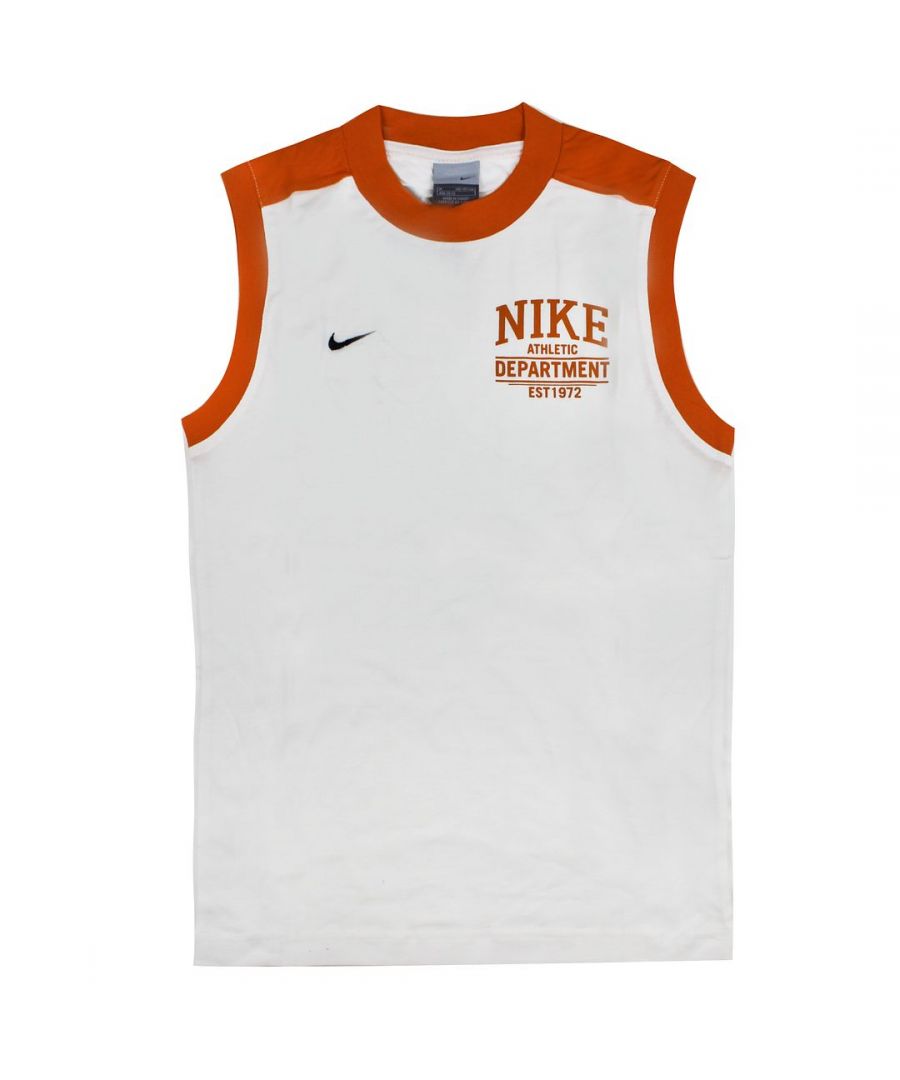 Nike Athletic Department Logo Crew Neck Sleeveless White Kids Vest 119169 100