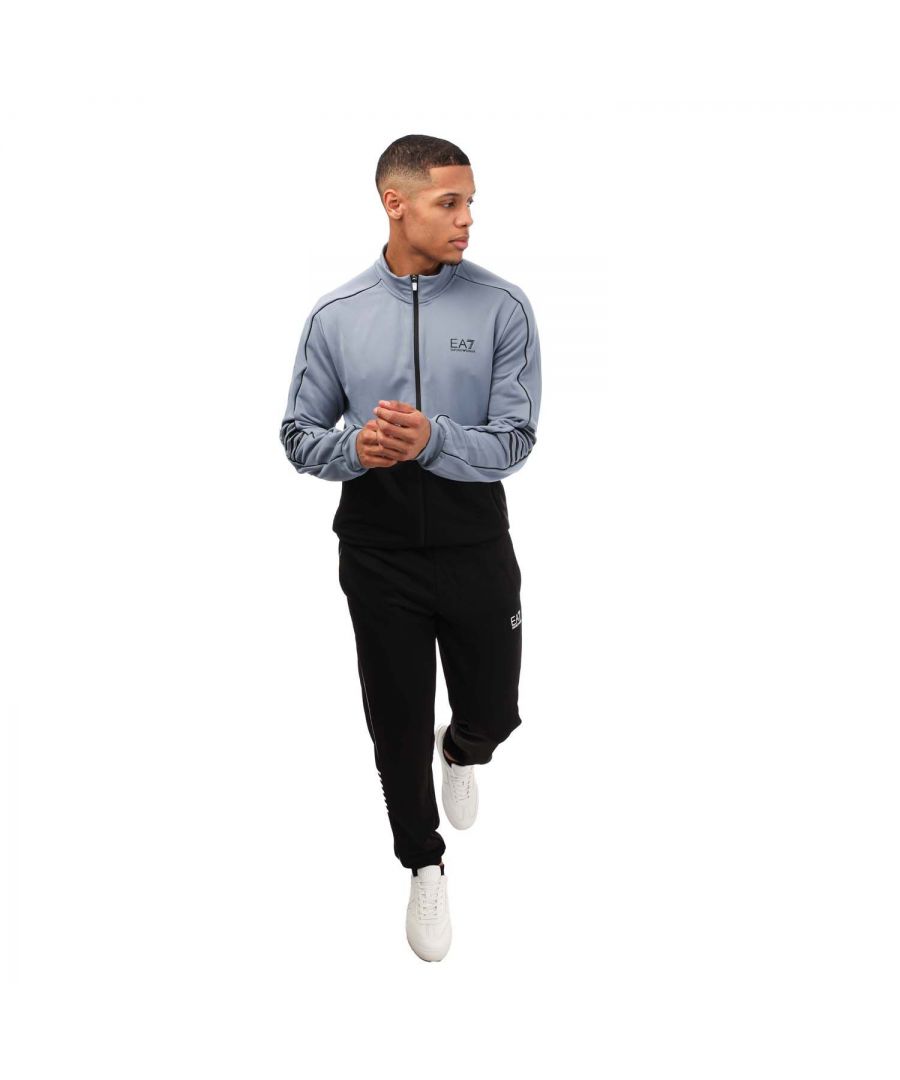 Men's Emporio Armani EA7 Core ID Colourblock Tracksuit in Blue