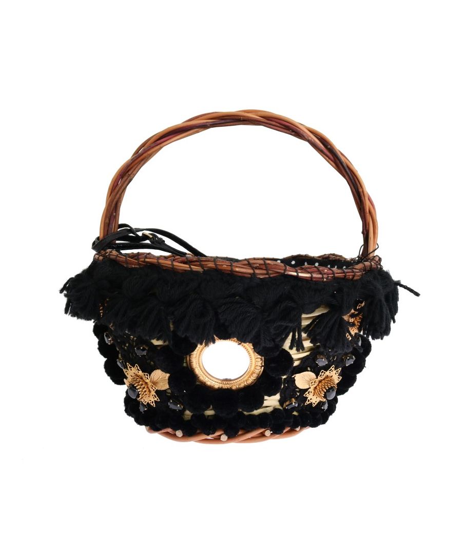Dolce & ; Gabbana Absolument superbe, 100% neuf avec étiquettes Sac à main Dolce & ; Gabbana beige en paille et peau de serpent Pom Pom crystal AGNESE Modèle : AGNESE, Sac à main seau, Matière : 8% PC, 8% Laine, 24% Fibre Végétale, Paille Legno, Peau de serpent, Crocodile Couleur : Beige et noir, détails en métal doré Cristal : Noir Sangle : Une poignée Etui iphone6 amovible en crocodile avec détails Pom Pom en cristal Portefeuille amovible en peau de serpent noir avec miroir de marque Doublure intérieure noire à pois blancs Détails du logo, ferrures métalliques gravées du logo Fabriqué en Italie Mesures : 20cm x 13cm x 18cm