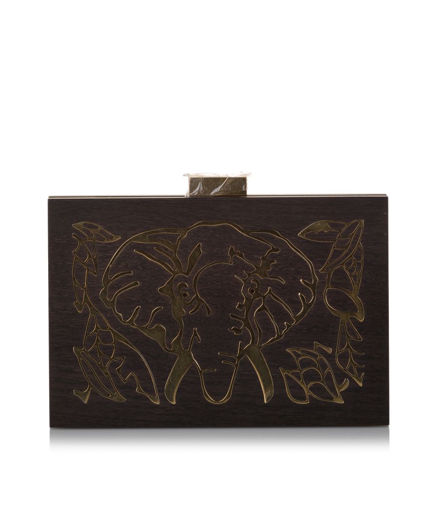 Image for Vintage Valentino Elephant Wood Clutch Bag Black