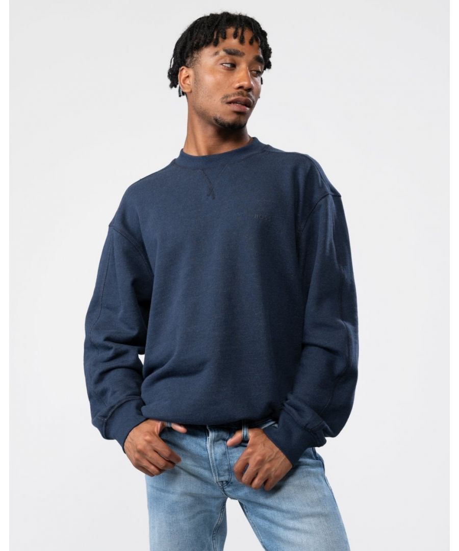 Boss Orange Weglitchstitch Mens Sweatshirt - Dark Blue - Size Medium