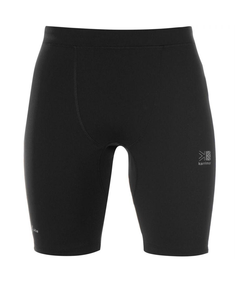 <strong>Karrimor X Lite Short Tights Mens</strong><br><br> The Karrimor X Lite Short Tights are designed to allow you to perform to your maximum while running, featuring an elasticated waistband, drawstring fastening and elasticated fabric that provides a close compression fit, with mesh panelling for breathability, flatlock seams to reduce irritation, a rear waterproofed zip pocket, X Lite technology that keeps the shorts lightweight and breathable plus DRX technology that wicks sweat away from the body to keep you cool, dry and comfortable. Completed with reflective detailing and Karrimor branding.<br>> Men's running tights<br>> Elasticated waistband<br>> Drawstring fastening<br>> Elasticated fabric<br>> Compression fit<br>> Mesh panelling<br>> Flatlock seams<br>> Rear waterproofed zip pocket<br>> Lightweight<br>> Breathable<br>> X Lite technology<br>> DRX technology<br>> Reflective detailing<br>> Karrimor branding<br>> 88% polyester, 12% lycra<br>> Machine washable<br>> Keep away from fire