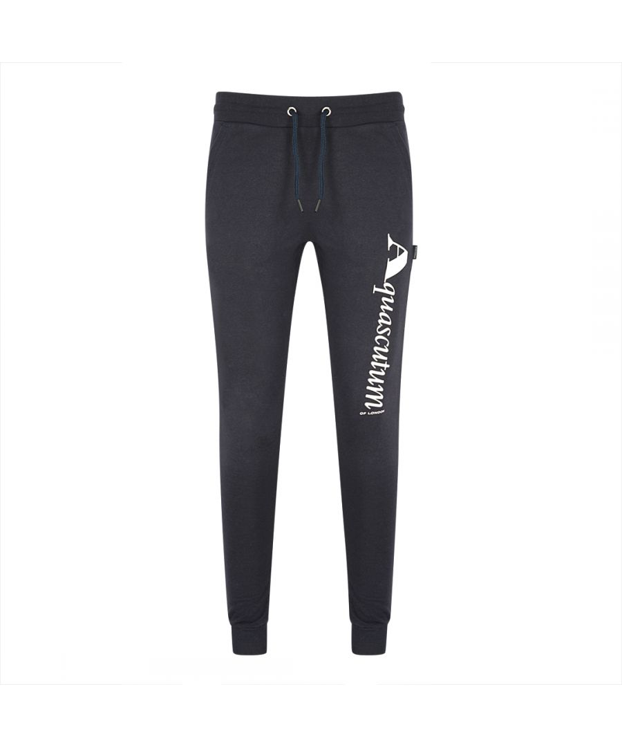 Aquascutum Navy Sweat Pants. Aquascutum Navy Sweat Pants. Adjustable Drawstring Waist. Branded Logo Down Side of Leg. Style Code: PAAI01 85. Regular Fit, Fits True To Size