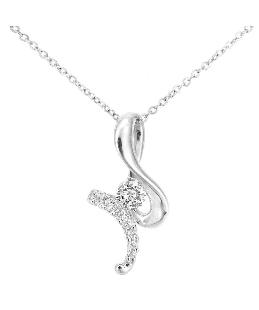 Image for 9ct White Gold Diamond Twist Design Pendant Necklace of Length 46cm