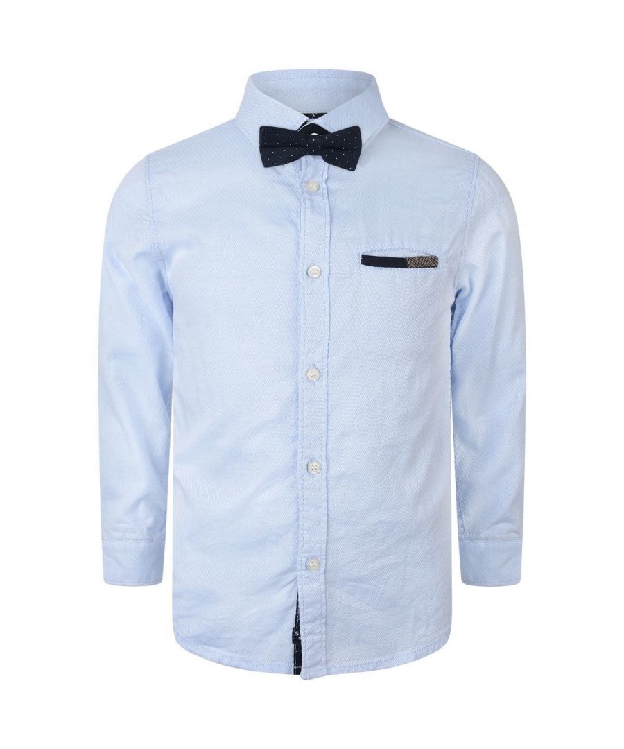 Mayoral Boys Blue Shirt with Bow Tie Cotton - Size 8Y