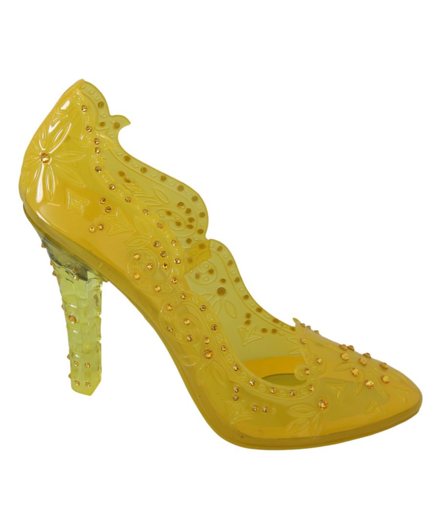 Image for Dolce & Gabbana Yellow Floral Crystal CINDERELLA Heels Shoes