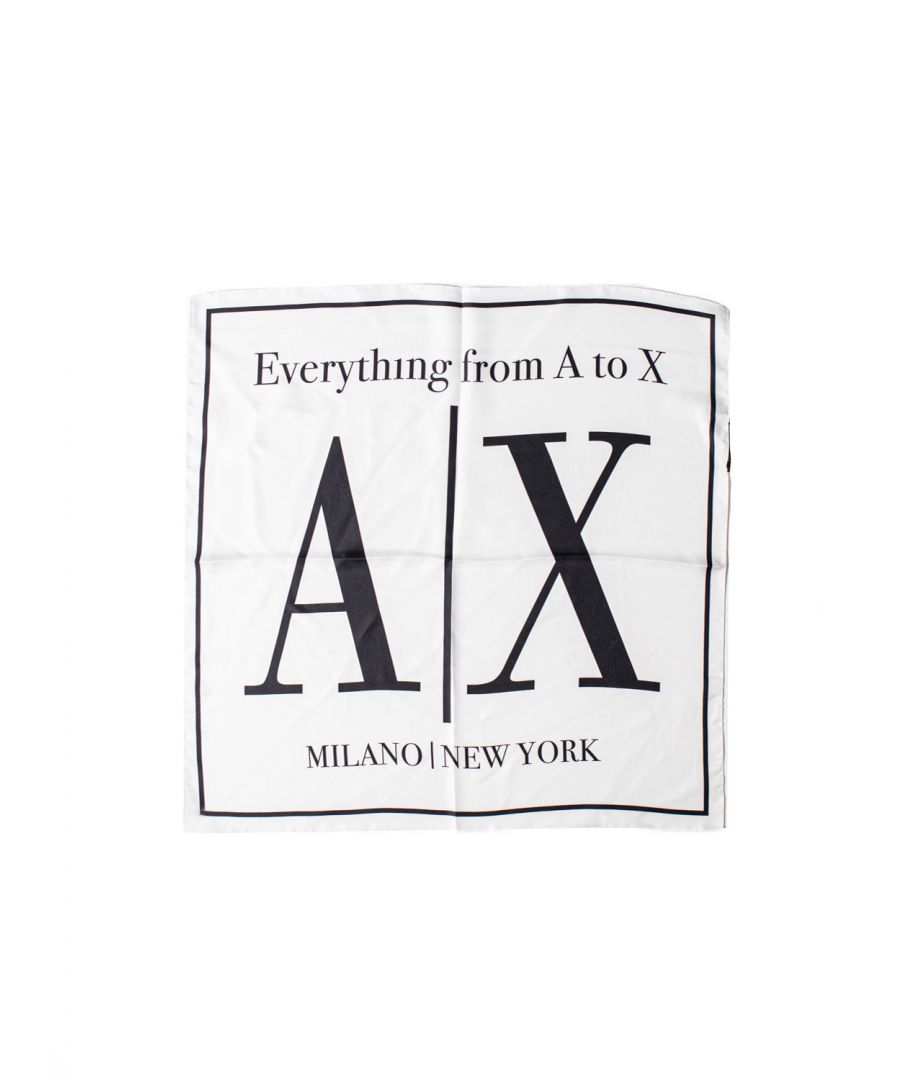 Brand: Armani Exchange Gender: Women Type: Scarves Season: Spring/Summer  PRODUCT DETAIL • Color: white • Pattern: print  COMPOSITION AND MATERIAL • Composition: -100% silk  •  Washing: handwash