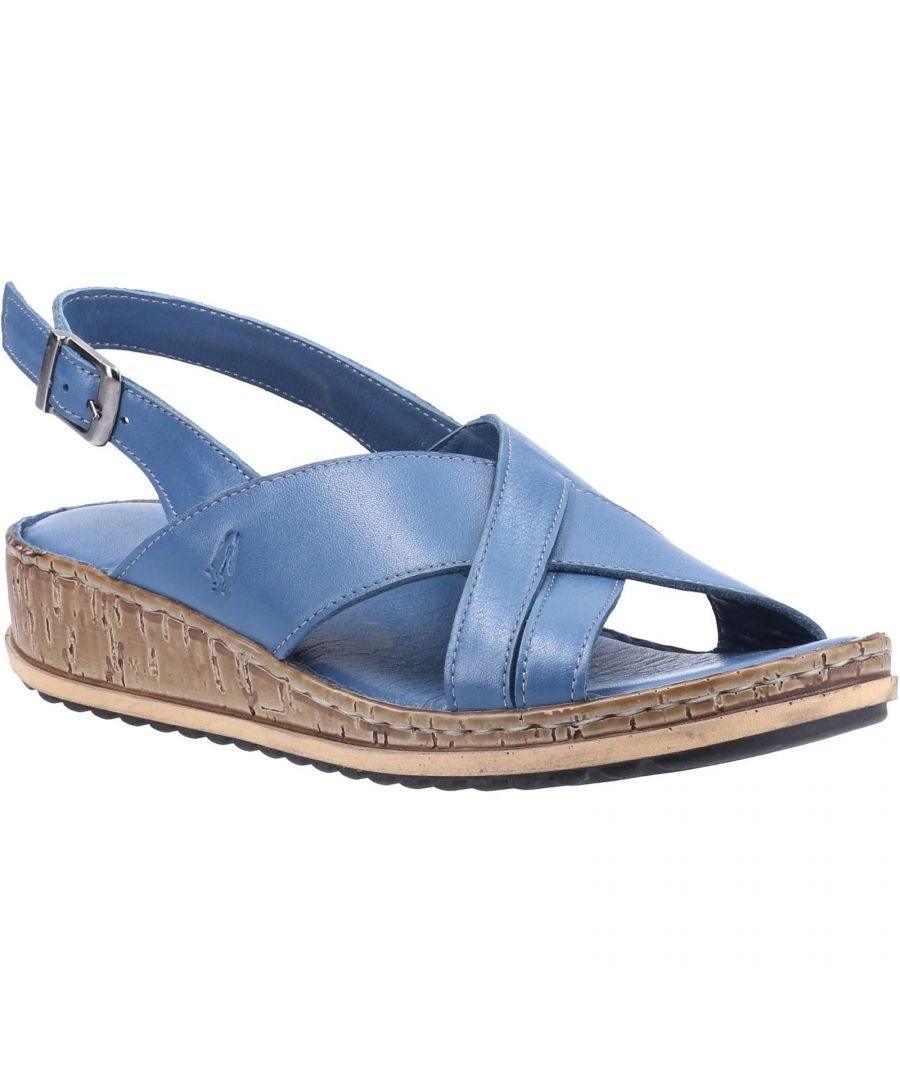 Image for Hush Puppies Womens/Ladies Elena Leather Wedge Sandal (Blue)