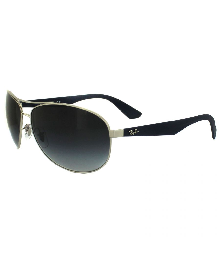 Ray-Ban Sunglasses 3526 019/8G Matt Silver Grey Gradient are a subtle aviator style with a double bridge, contoured acetate arms and adjustable nose pads for a comfortable, custom fit.