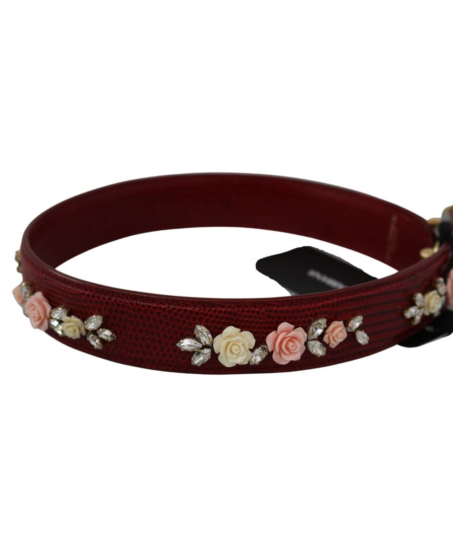 Image for Dolce & Gabbana Red Leather Floral Purse Bag Accessory Shoulder Strap