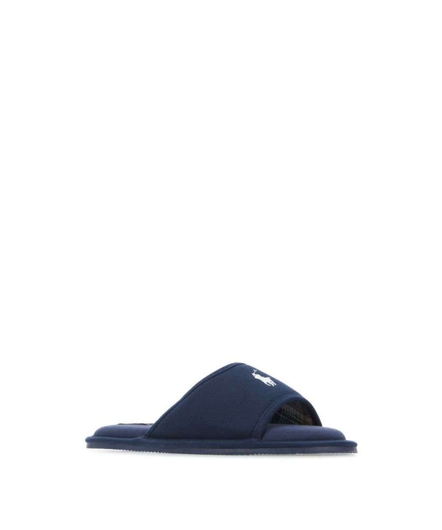 Navy blue fabric slippers
