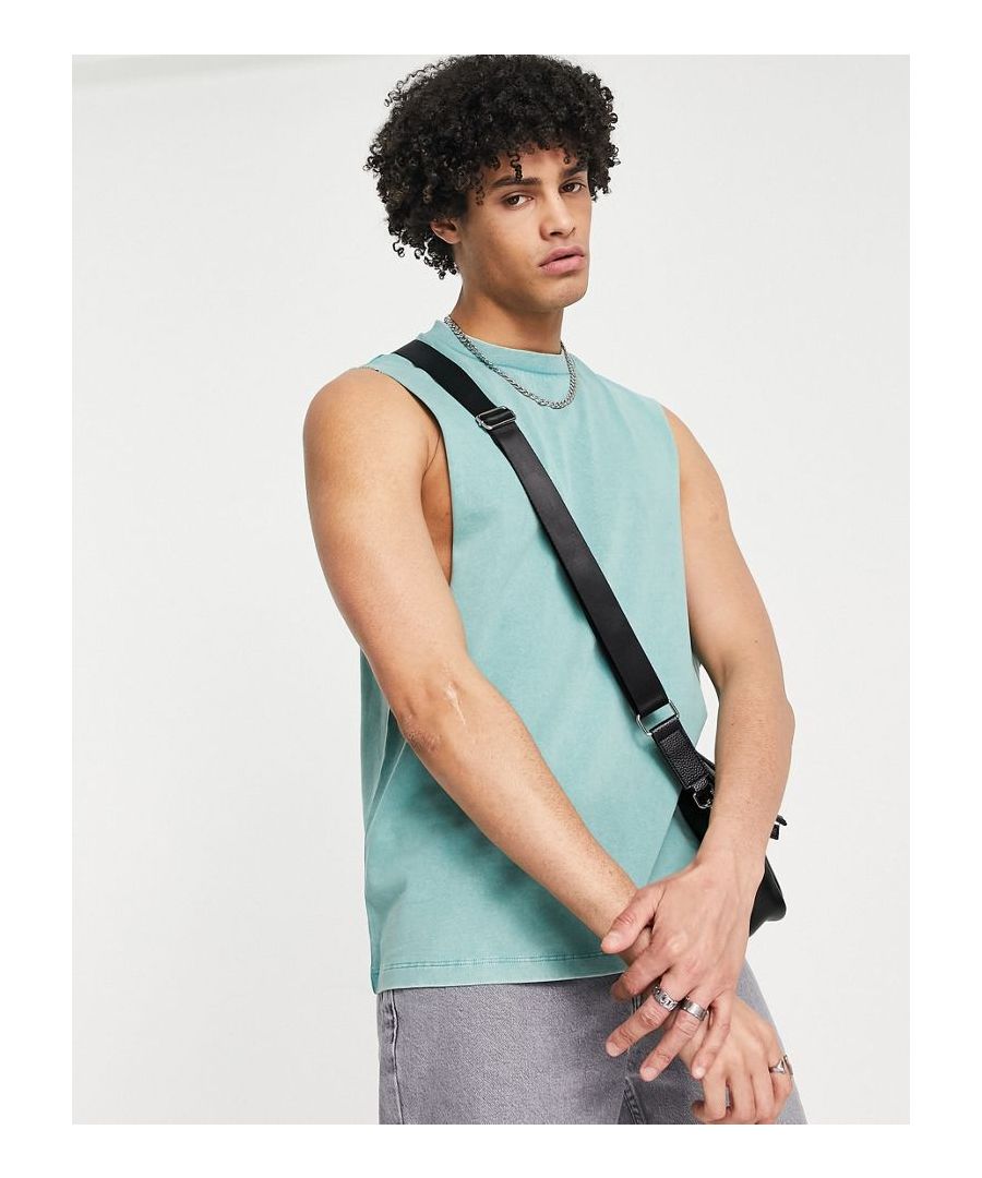 Vest by ASOS DESIGN Crew neck Dropped armholes Raw-cut edges Relaxed fit  Sold By: Asos