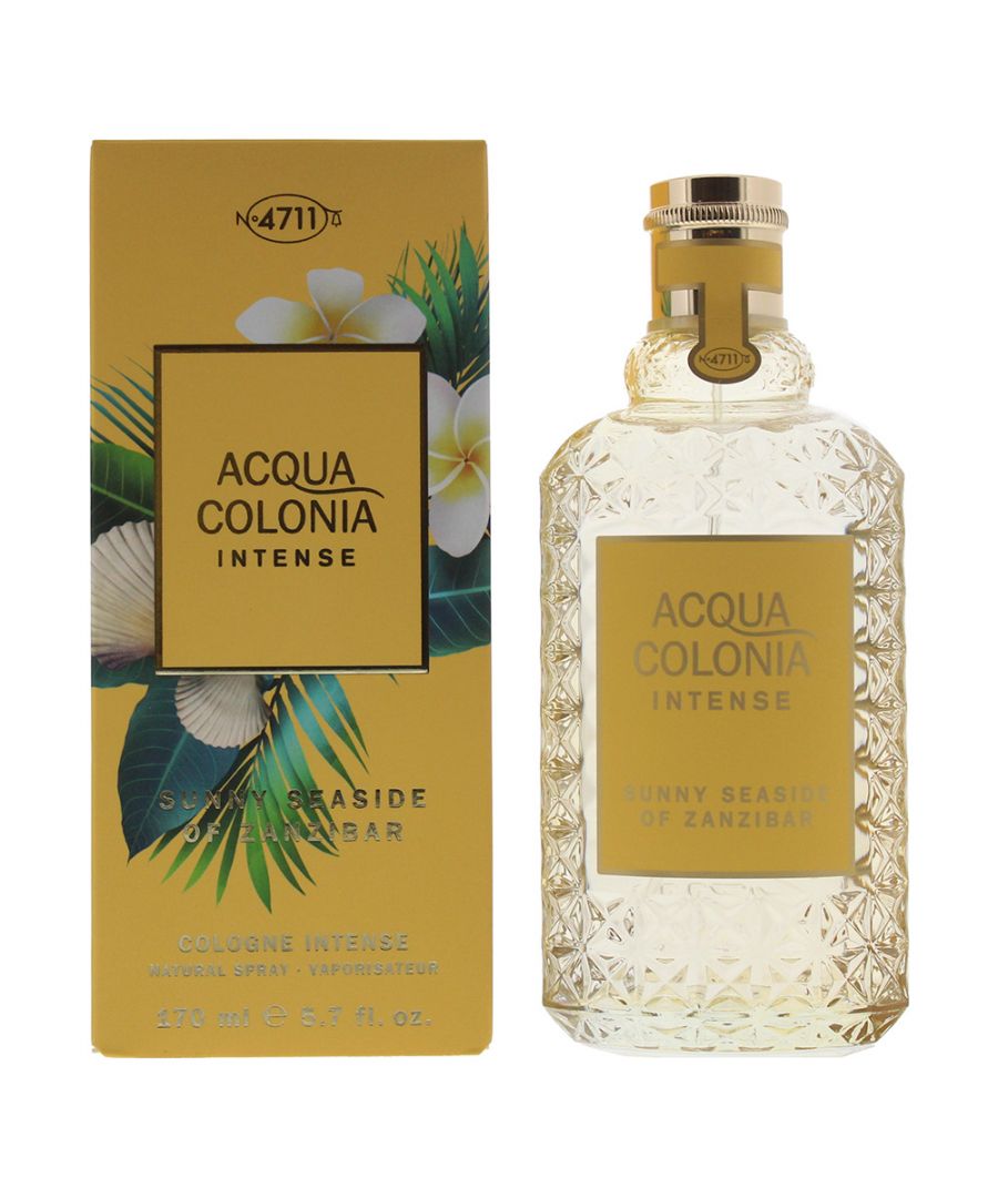 4711 Acqua Colonia Intense Sunny Seaside Of Zanzibar by 4711 is an oriental floral fragrance for women and men. Top notes are watermelon and star anise. Middle notes are frangipani, coconut and musk. Base notes are vanilla, cedar and vetiver. 4711 Acqua Colonia Intense Sunny Seaside Of Zanzibar was launched in 2019.