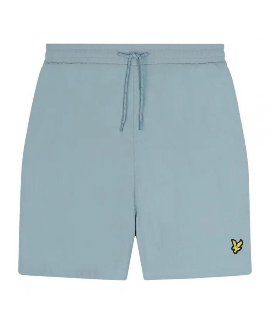 Lyle & Scott Mens Branded Logo Slate Blue Swim Shorts - Size Medium