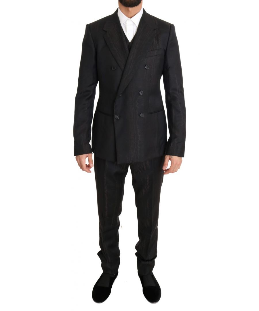 Image for Dolce & Gabbana Brown Wool Double Breasted Slim Fit Suit