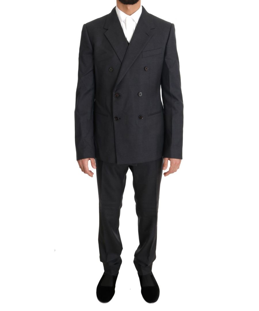 Image for Dolce & Gabbana Gray Wool Silk Double Breasted Slim Suit