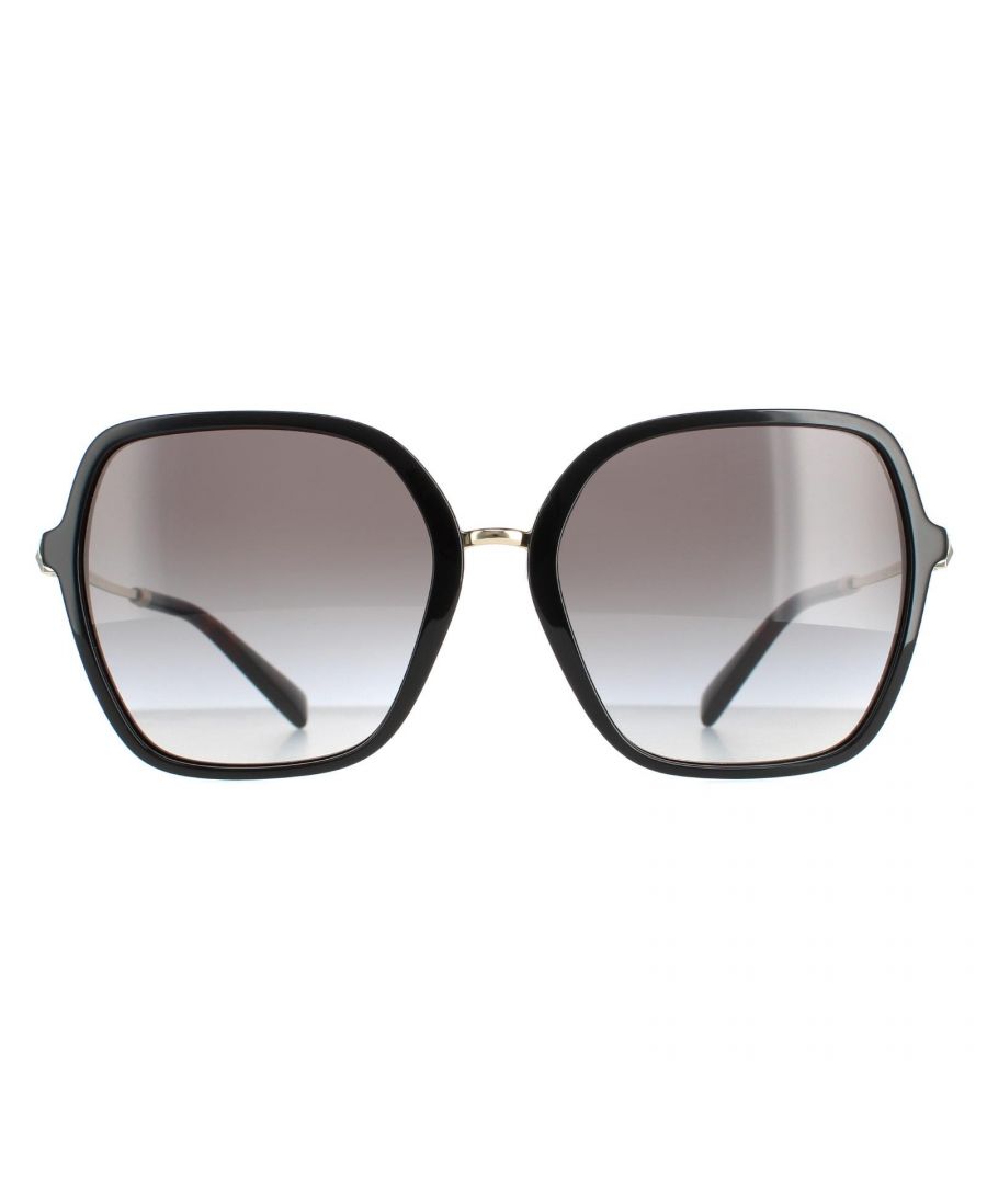 Valentino Square Womens Black Grey Gradient VA4077 Sunglasses VA4077 are a stylish square style crafted from lightweight acetate with a oversized frame front and slender metal studded temples.