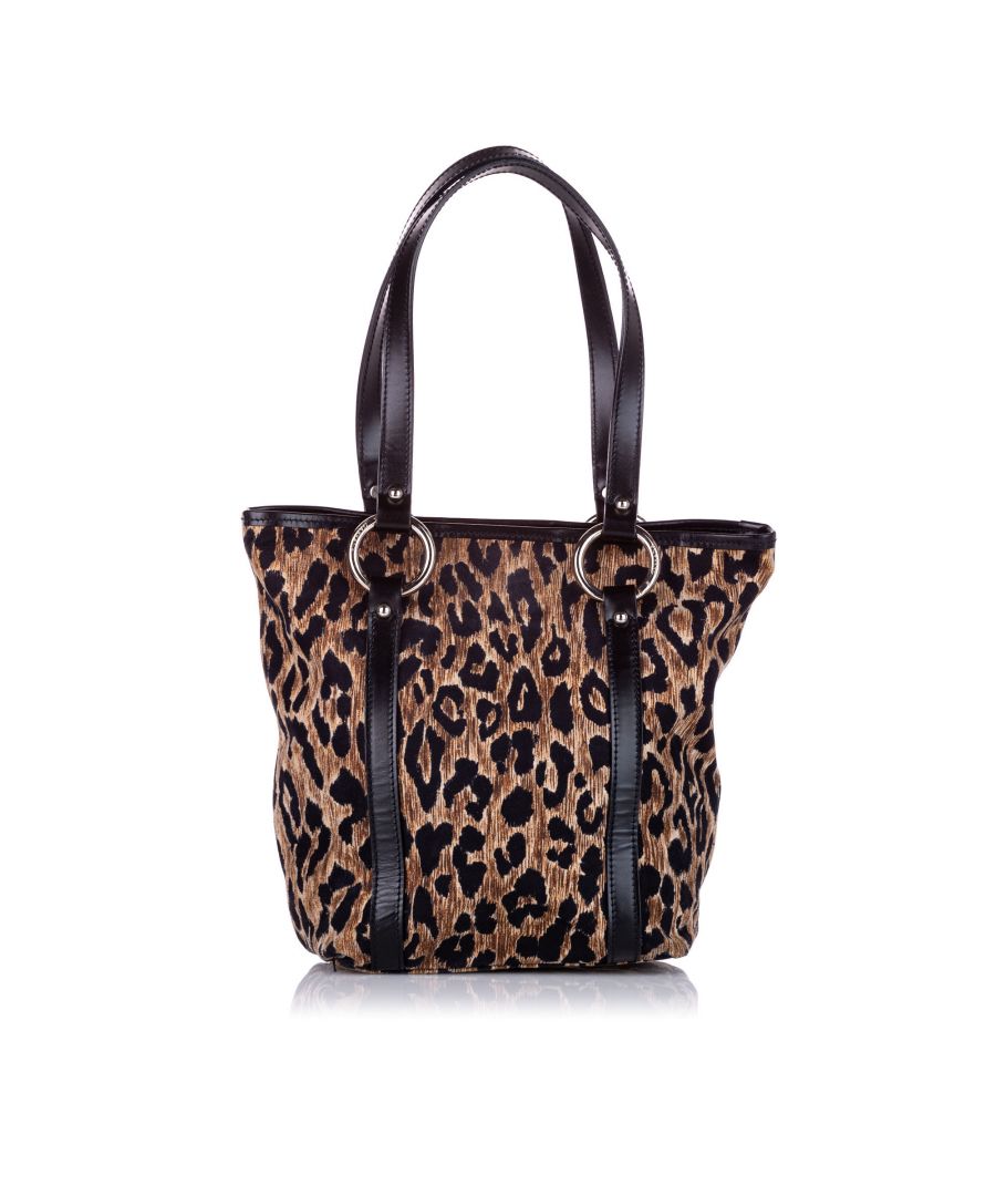 Dolce and Gabbana preowned Womens Vintage Dolce&Gabbana Leopard Print Pony Hair Tote Bag Brown - One Size